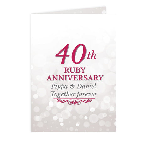 Personalised 40th Ruby Anniversary Card: 2 - Greeting Cards By Gift Moments