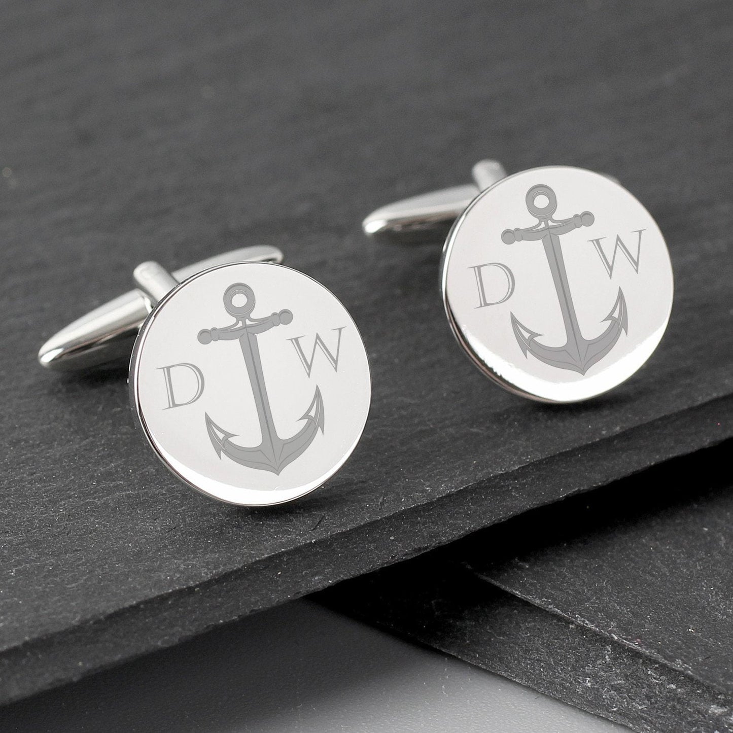 Personalised Anchor Round Cufflinks: 1 - Cufflinks & Tie Slides By Gift Moments