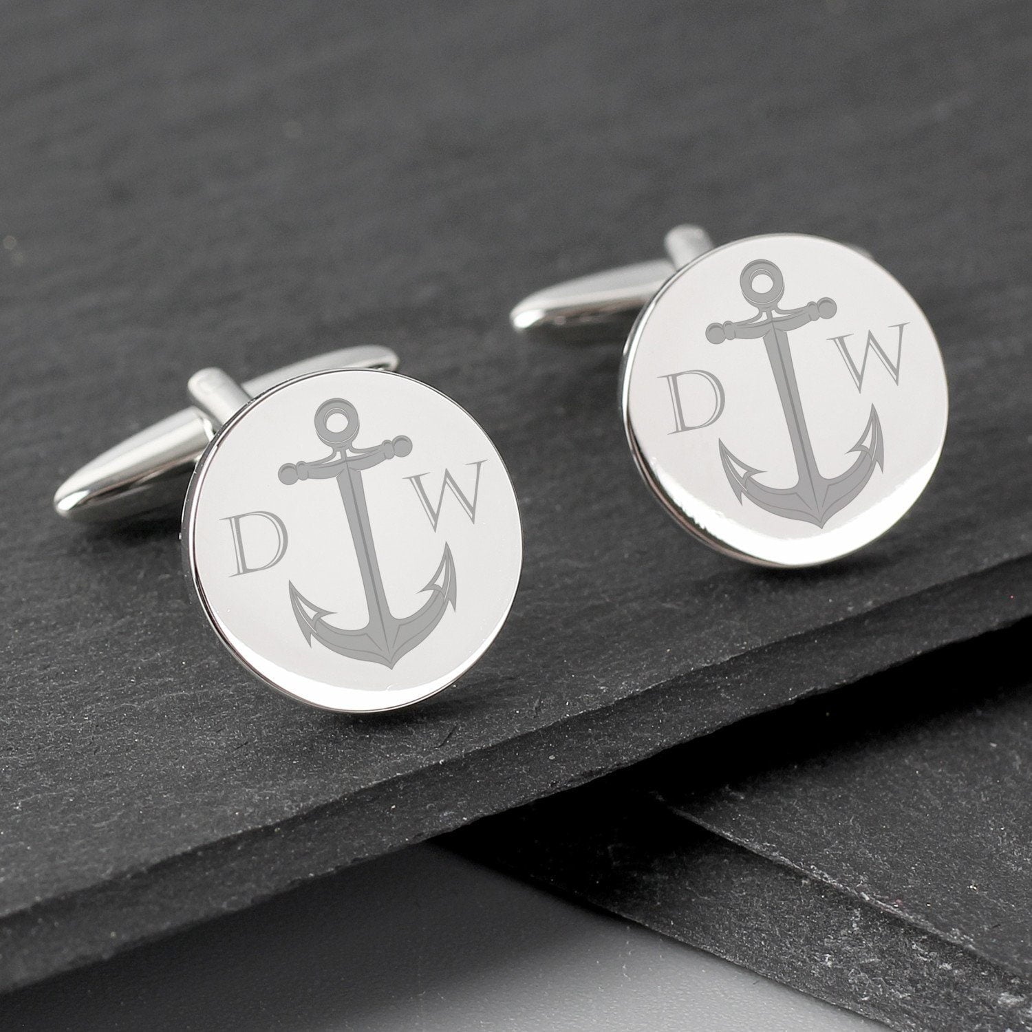 Personalised Anchor Round Cufflinks - Shop Cufflinks & Tie Slides At Gift Moments - 1