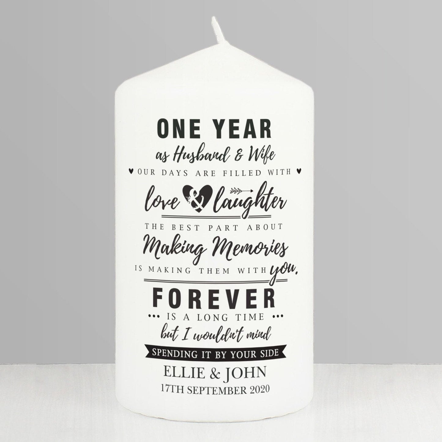 Personalised Anniversary Pillar Candle: 2 - Candles By Gift Moments