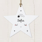Personalised Baby Moon Wooden Star pynt: 2 - Decorations By Gift Moments