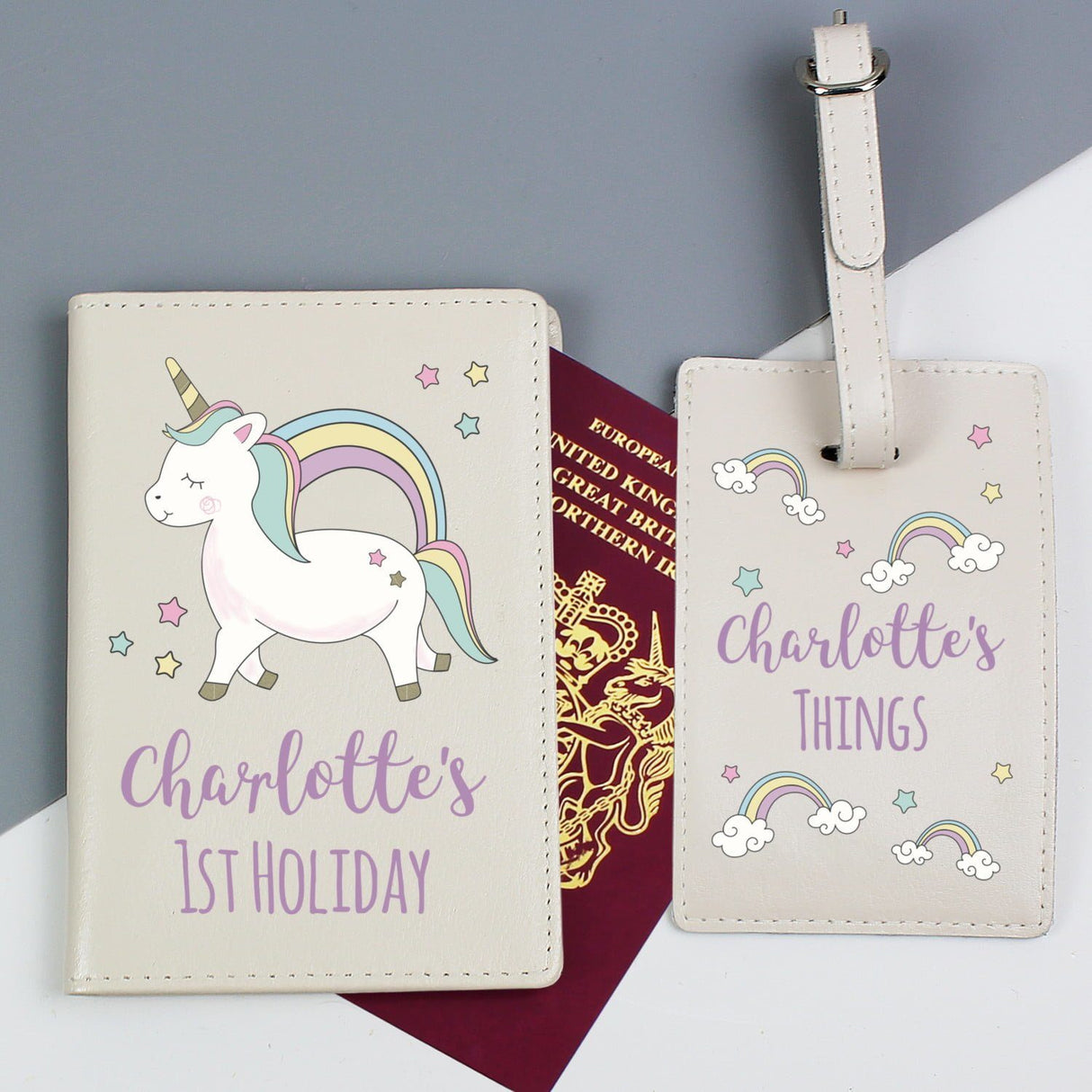 Baby Unicorn Passport Holder & Luggage Tag Set - Gift Moments