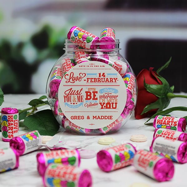 Be My Valentine Love Hearts Sweet Jar - Gift Moments