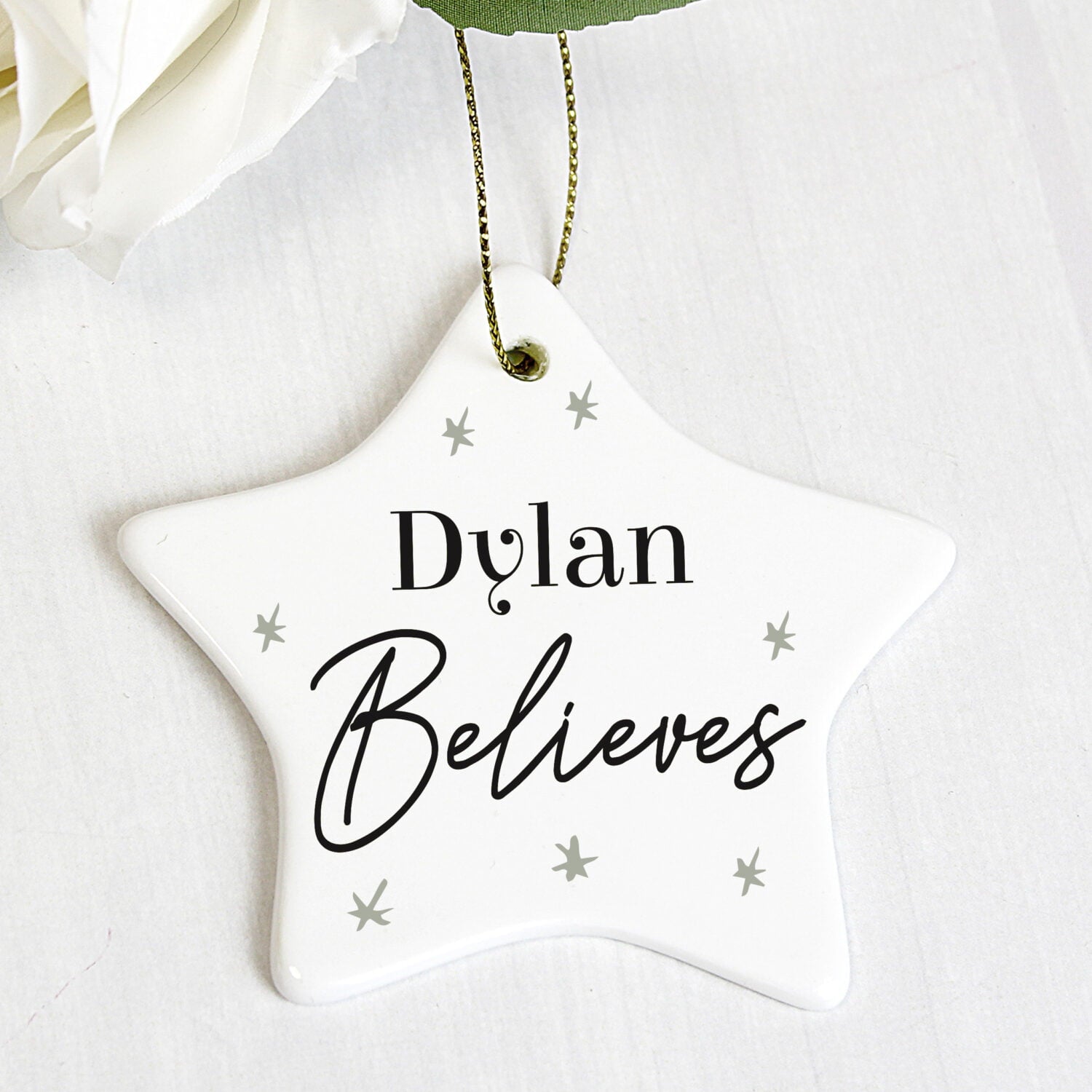 Personalised Believes Ceramic Star Decoration: 1 - Christmas Decorations By Gift Moments