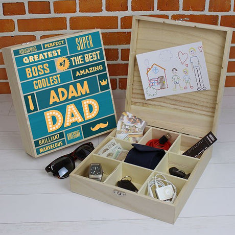 Best Dad - 9 Compartment Wooden Storage Box - Gift Moments