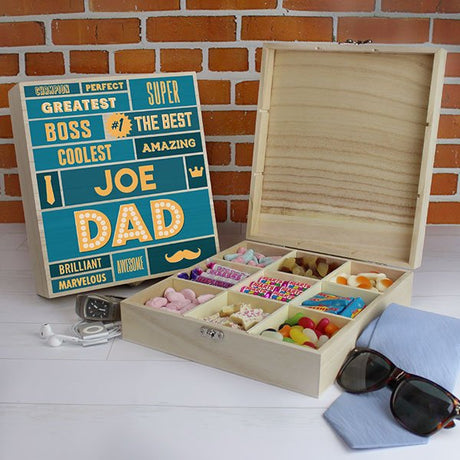 Best Dad - 9 Compartment Wooden Sweet Box - Gift Moments