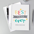 Personalised ’Best Teacher Ever’ A5 Notebook - Shop Notebooks At Gift Moments - 1