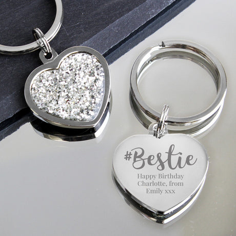 #Bestie Diamante Heart Keyring - Gift Moments