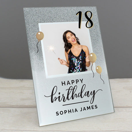 Birthday 4x4 Glitter Glass Photo Frame - Gift Moments