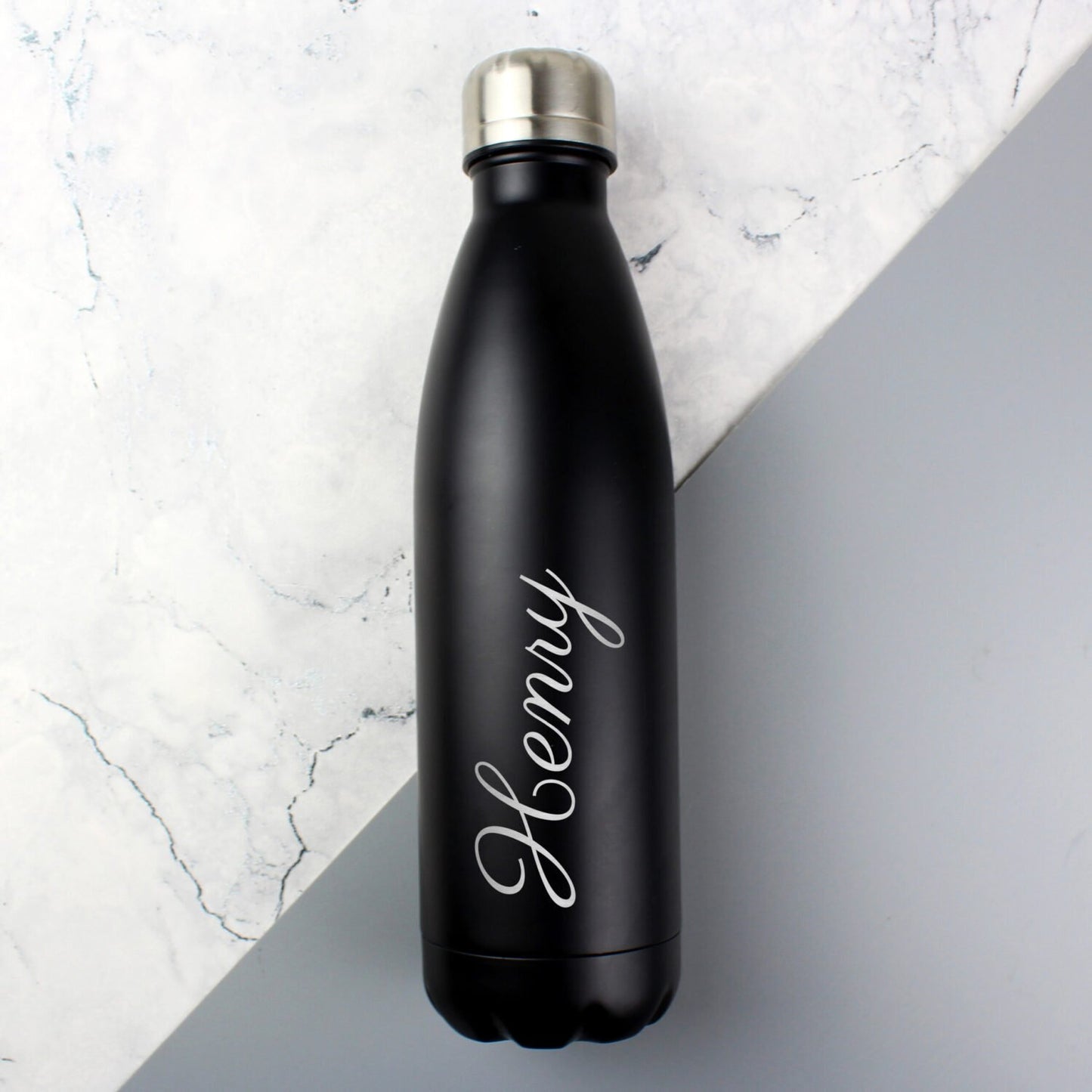 Personalised Black Metal Insulated Drinks Bottle: 4 - Water Bottles By Gift Moments