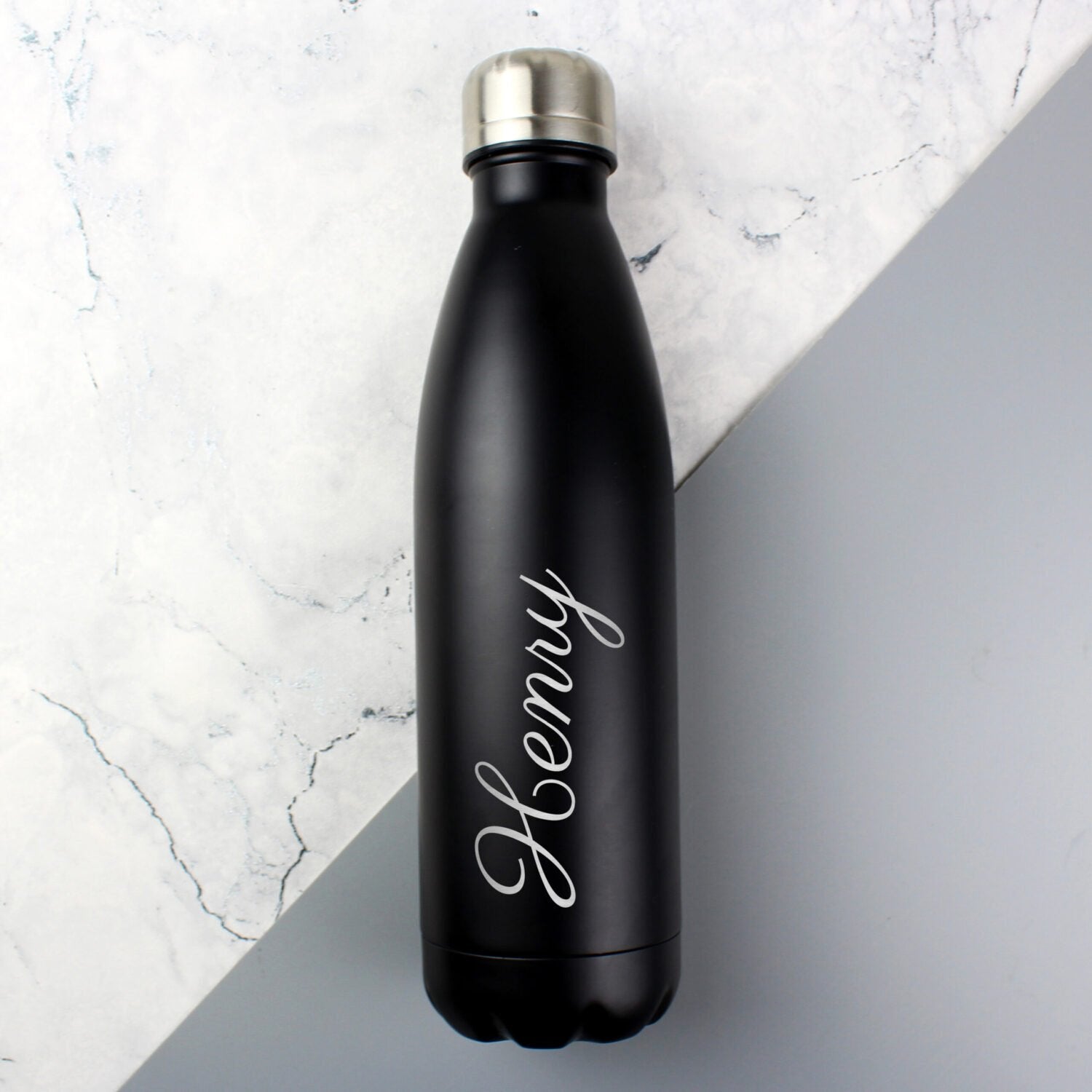 Personalised Black Metal Insulated Drinks Bottle: 4 - Water Bottles By Gift Moments