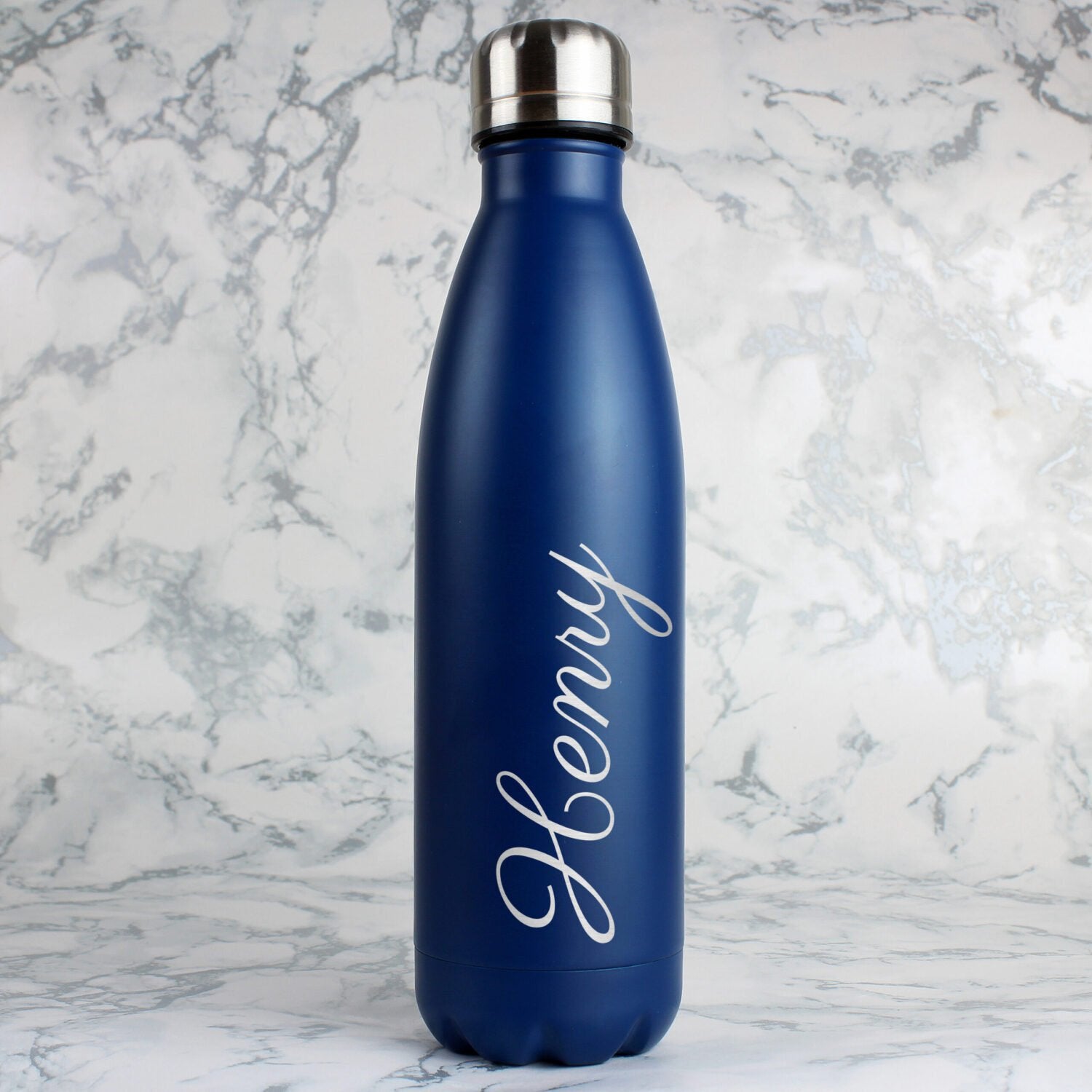 Personalised Blue Metal Insulated Drinks Bottle: 5 - Water Bottles By Gift Moments