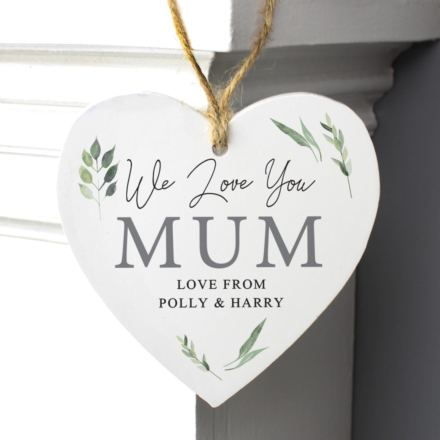Personalised Botanical Wooden Heart Decoration: 1 - Decorations By Gift Moments