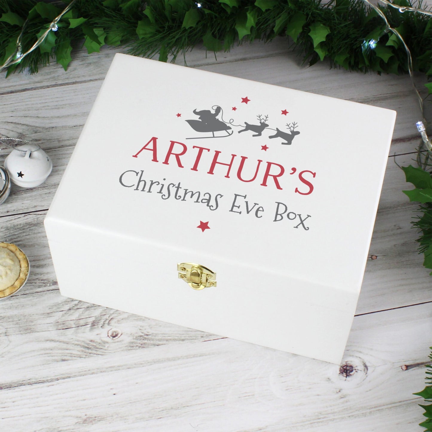 Personalised Christmas Eve White Wooden Box: 2 - Keepsake Boxes By Gift Moments