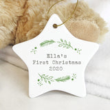 Personalised Christmas Holly Ceramic Star Decoration: 3 - Christmas Decorations By Gift Moments