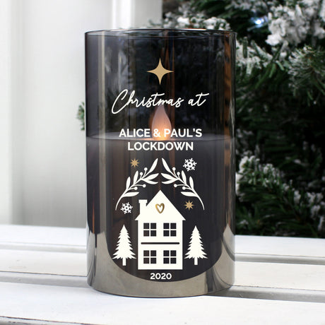 Christmas Smoked Glass LED Candle - Gift Moments