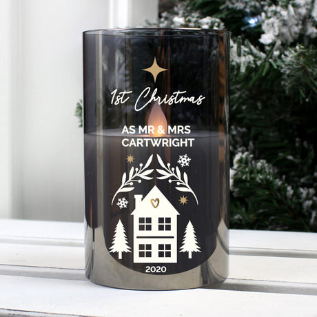 Personalised Christmas Smoked Glass LED Candle: 3 - LED Lighting By Gift Moments