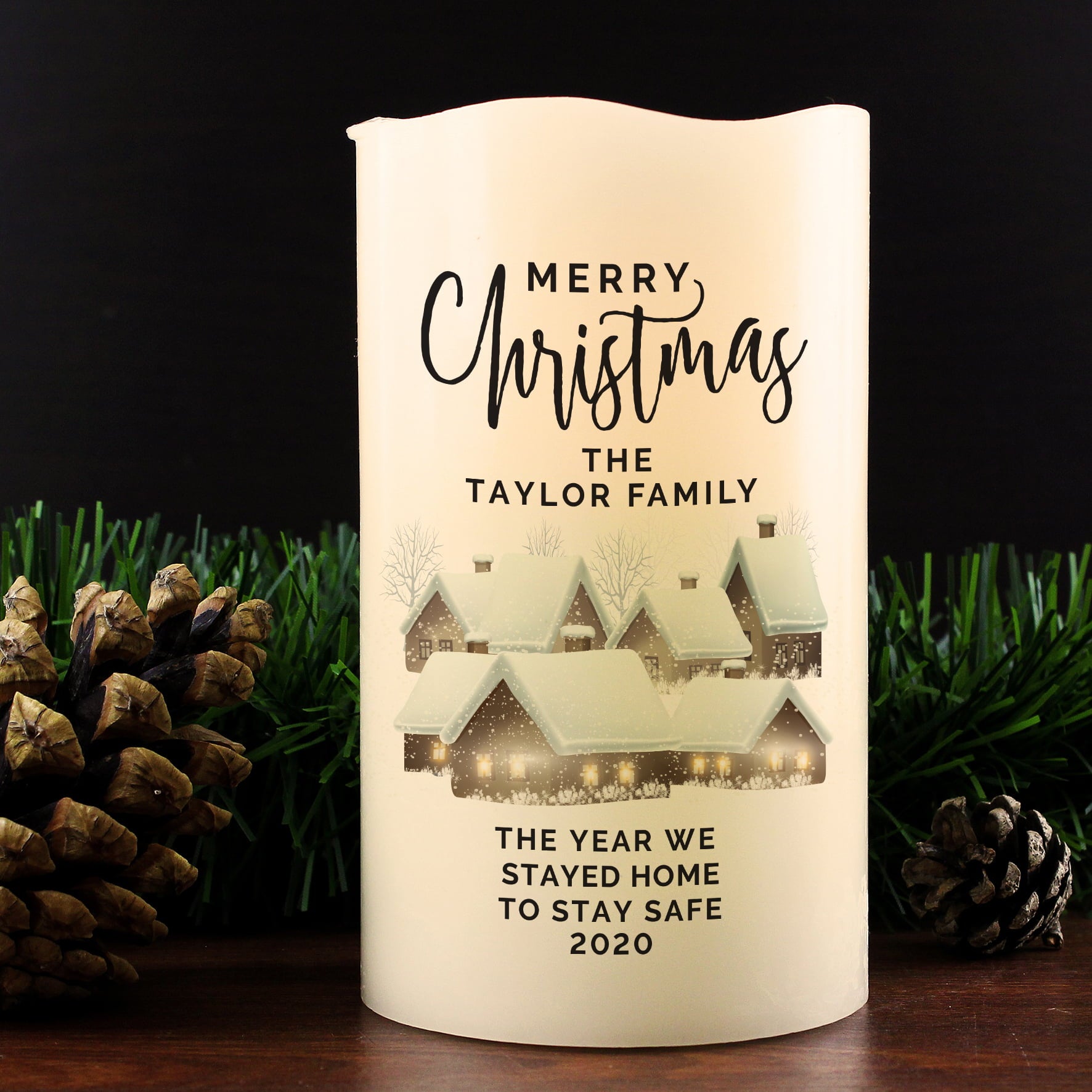 Personalised Christmas Town LED Candle - Shop LED Lighting At Gift Moments - 1
