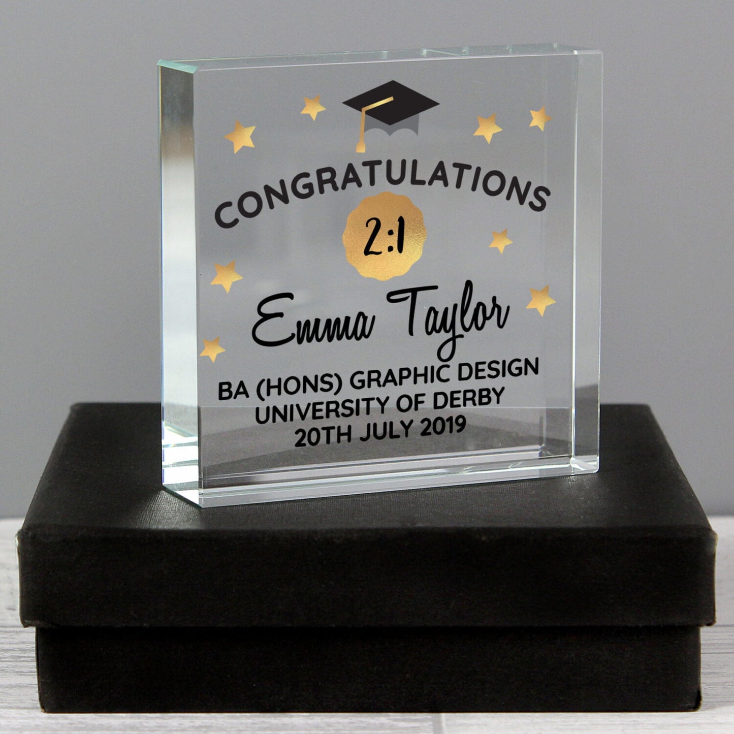 Personalised Congratulations Graduation Crystal Token: 5 - Crystal Tokens By Gift Moments