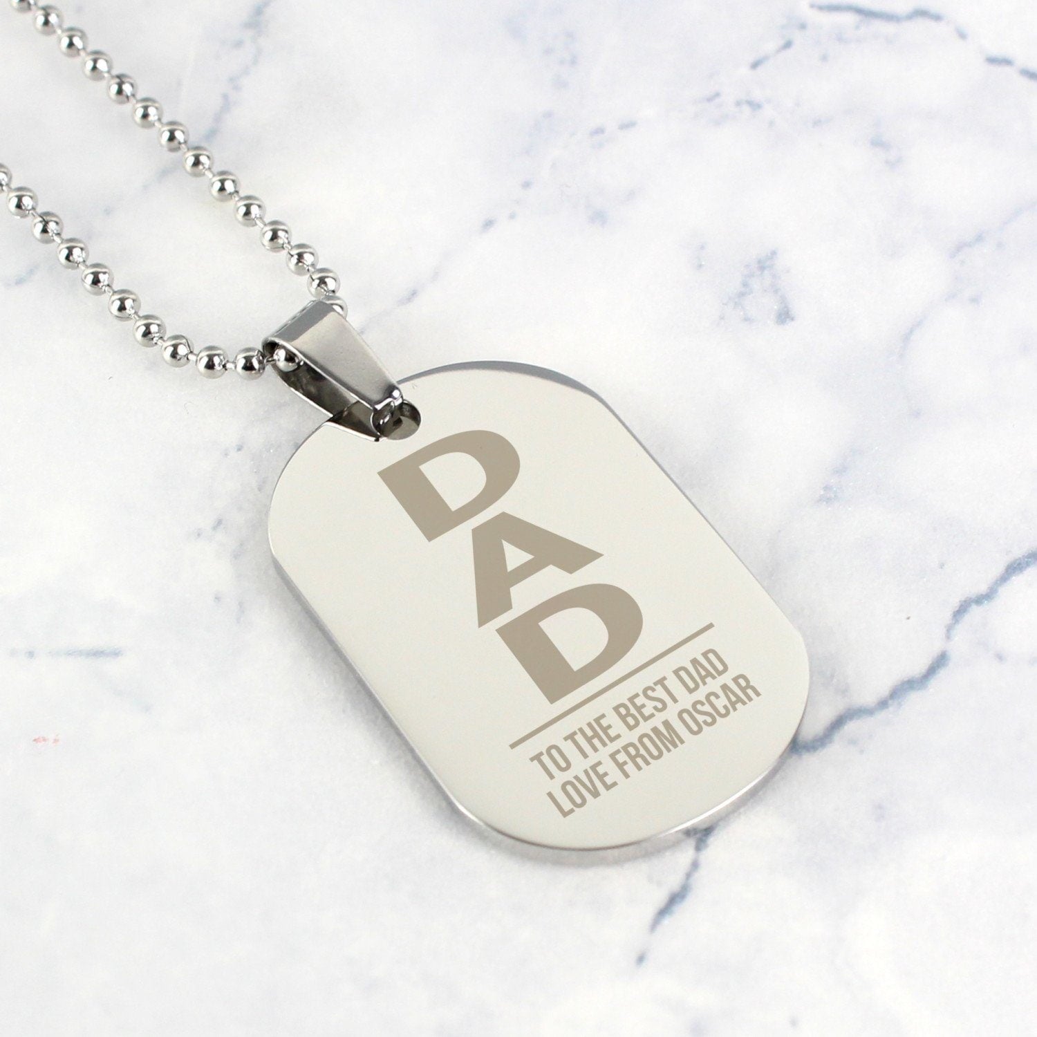 Personalised Dad Stainless Steel Dog Tag Necklace: 2 - Necklaces By Gift Moments