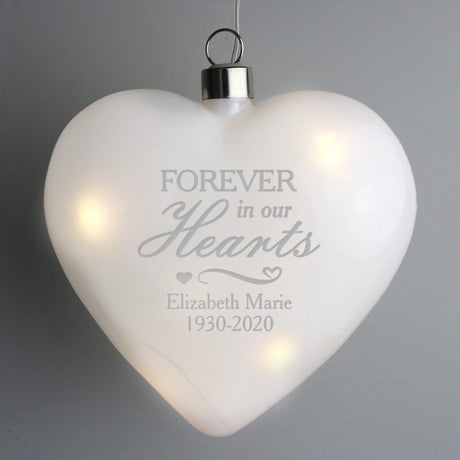 Forever In Our Hearts LED Hanging Glass Heart - Gift Moments