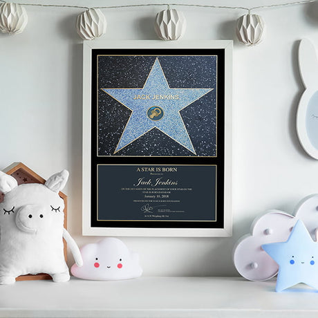 Framed Star is Born Print - Blue - Gift Moments