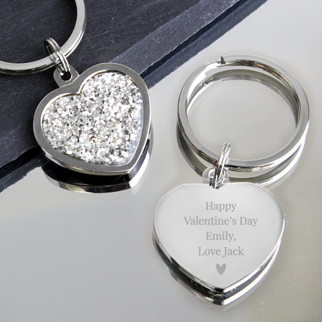 Free Text Diamante Heart Keyring - Gift Moments