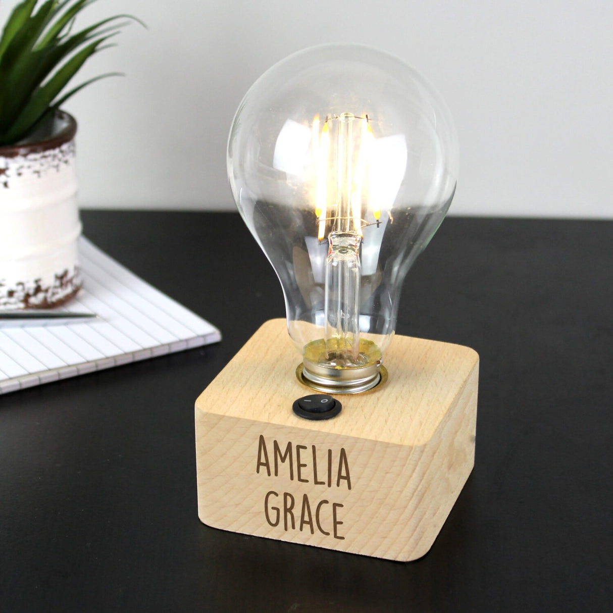 Free Text LED Bulb Table Lamp - Gift Moments