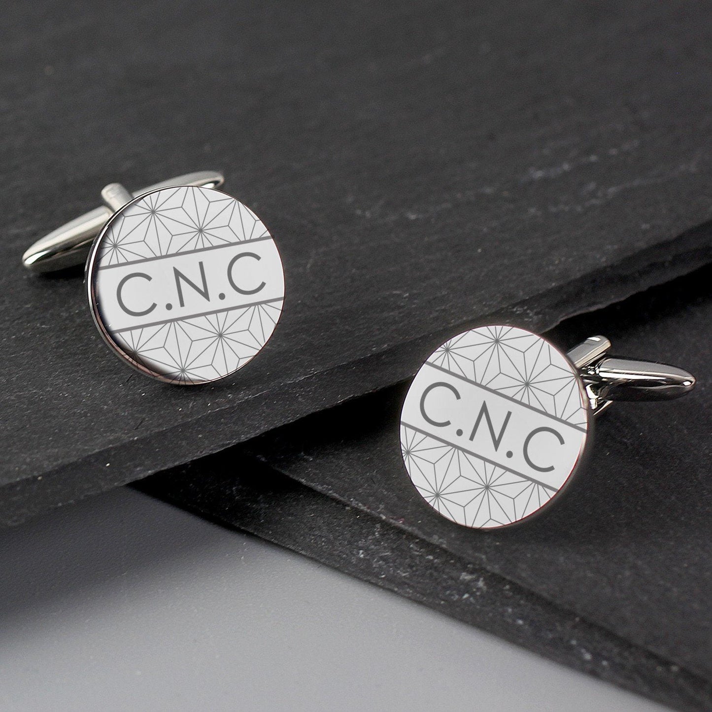 Personalised Geometric Round Cufflinks: 4 - Cufflinks & Tie Slides By Gift Moments