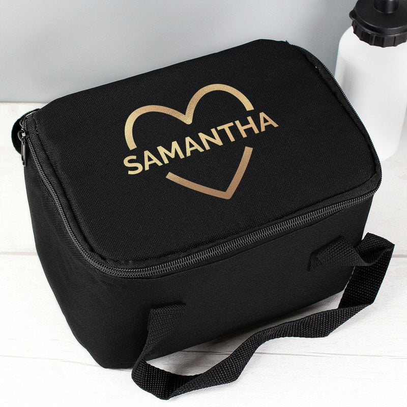 Gold Heart Black Lunch Bag - Gift Moments