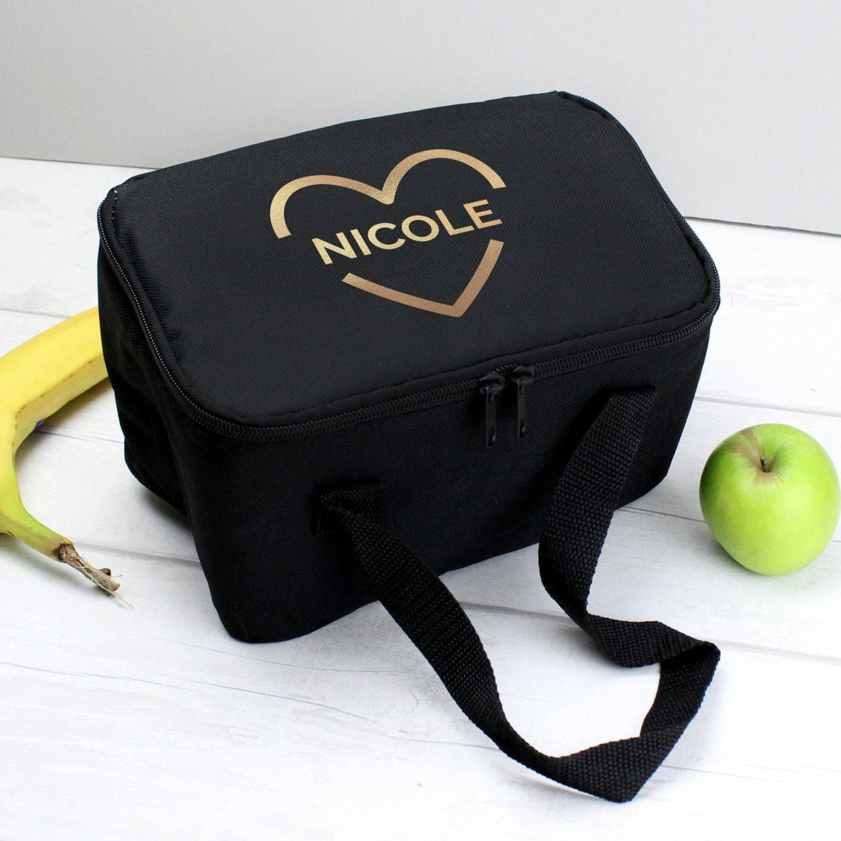 Gold Heart Black Lunch Bag - Gift Moments