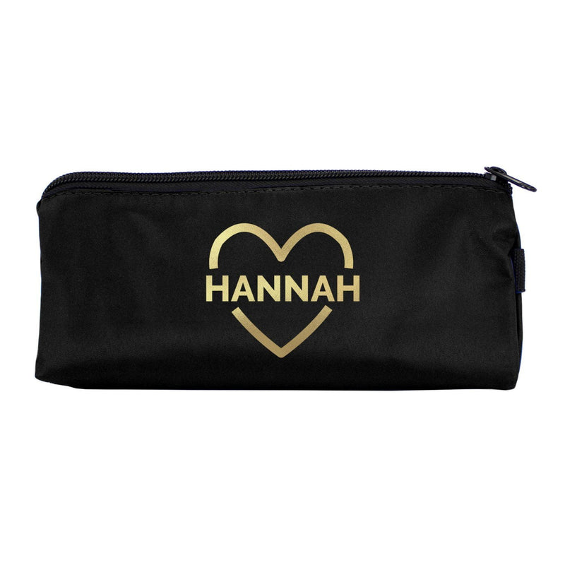 Gold Heart Black Pencil Case - Gift Moments