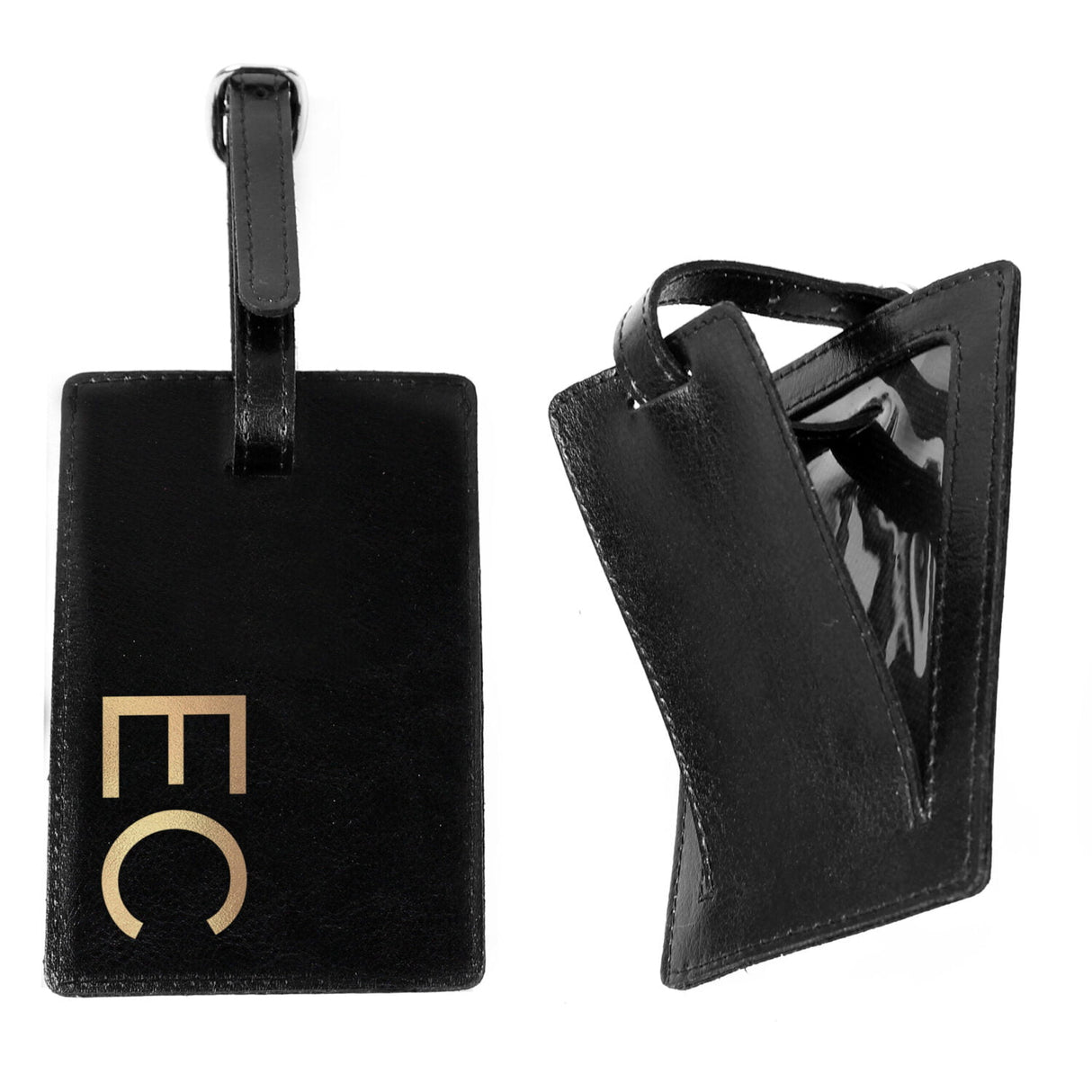 Gold Initials Black Luggage Tag - Gift Moments