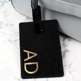 Personalised Gold Initials Black Luggage Tag: 2 - Luggage Tags By Gift Moments