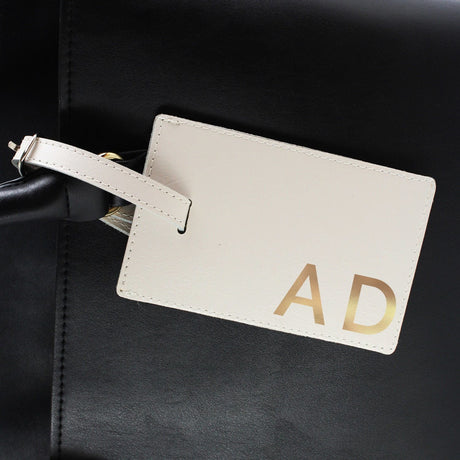 Gold Initials Cream Luggage Tag - Gift Moments