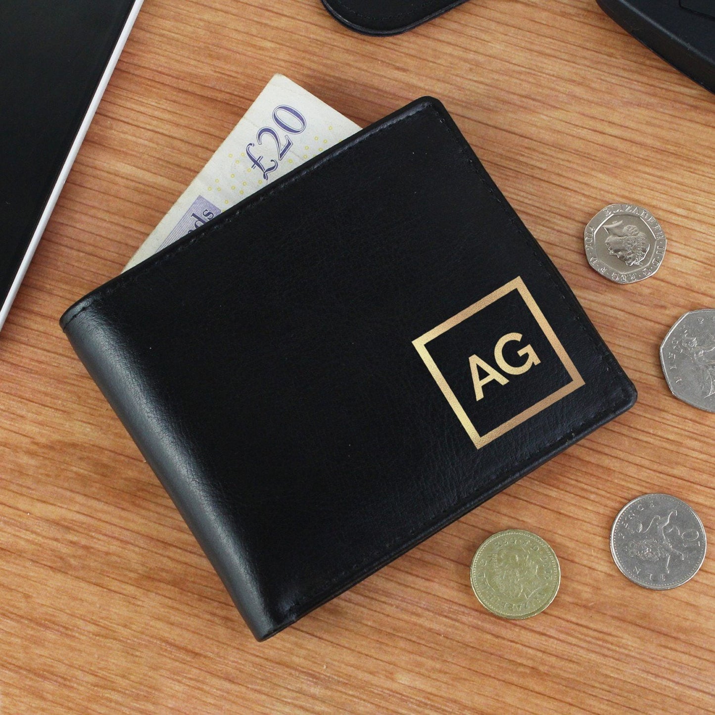 Personalised Gold Initials Leather Wallet: 2 - Wallets & Money Clips By Gift Moments