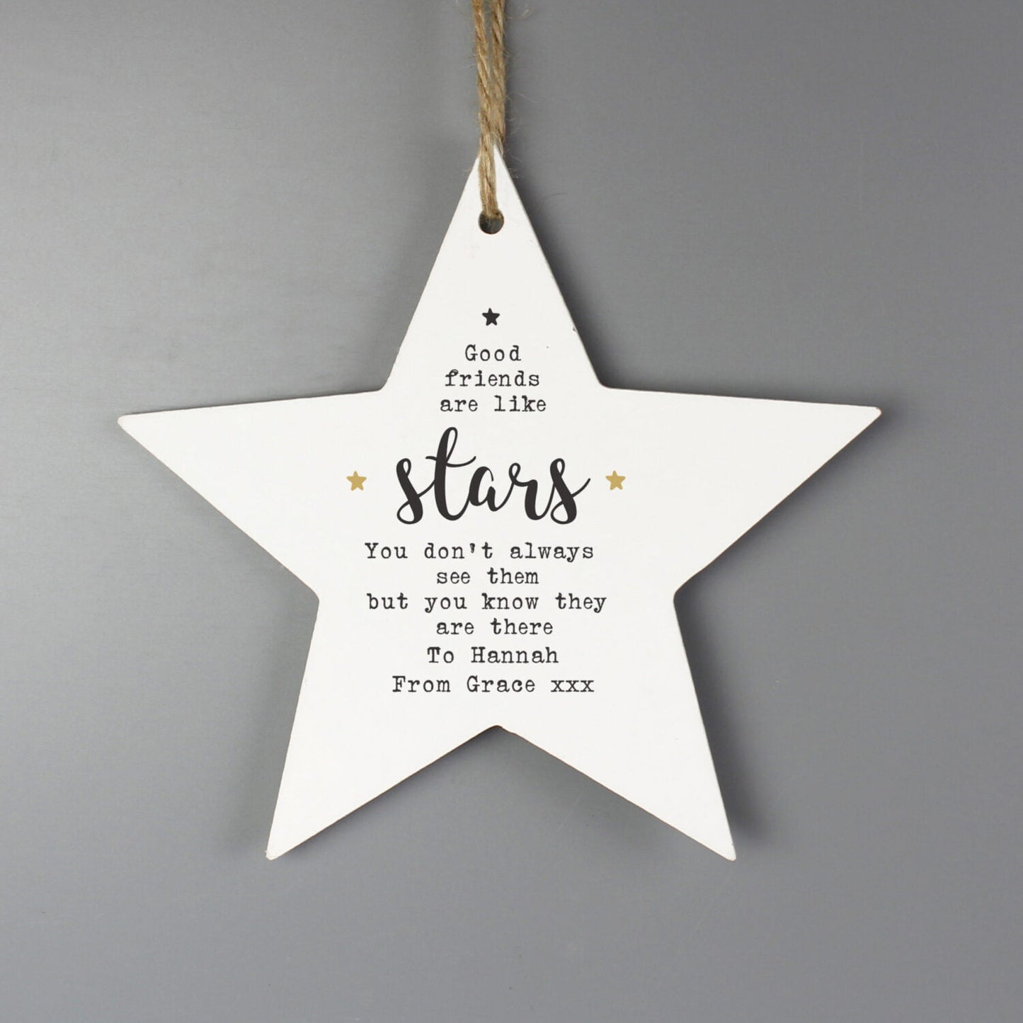 Personalised Good Friends Wooden Star Decoration: 1 - Christmas Decorations By Gift Moments