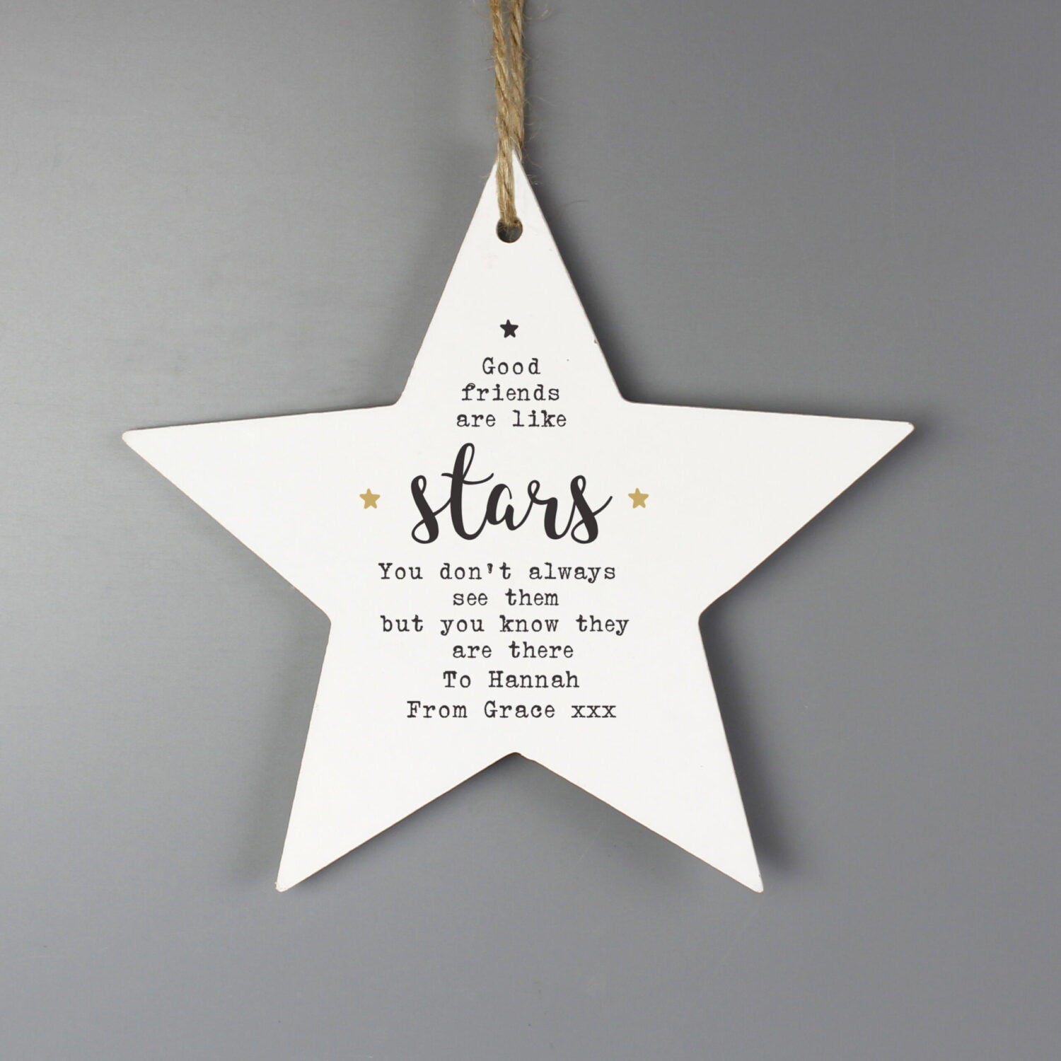 Personalised Good Friends Wooden Star Decoration: 1 - Christmas Decorations By Gift Moments