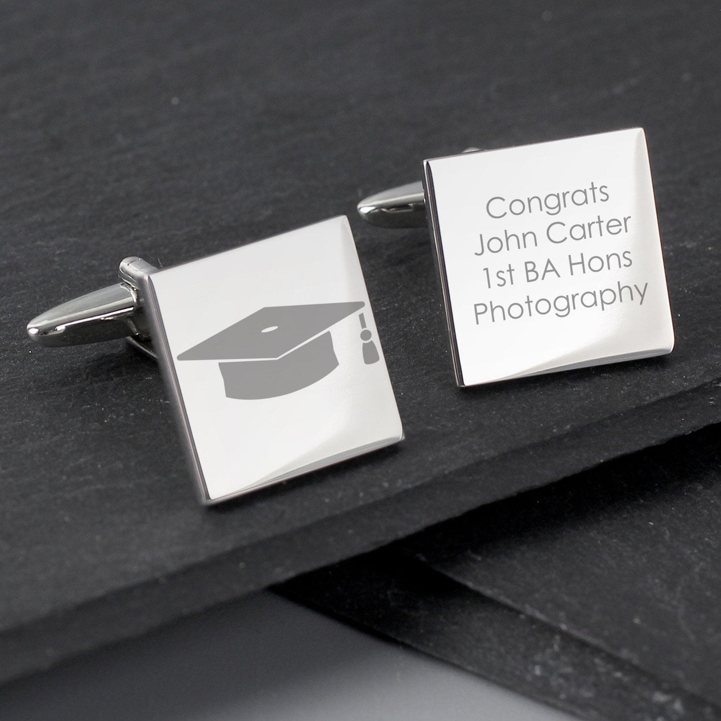 Personalised Graduation Square Cufflinks: 2 - Cufflinks & Tie Slides By Gift Moments