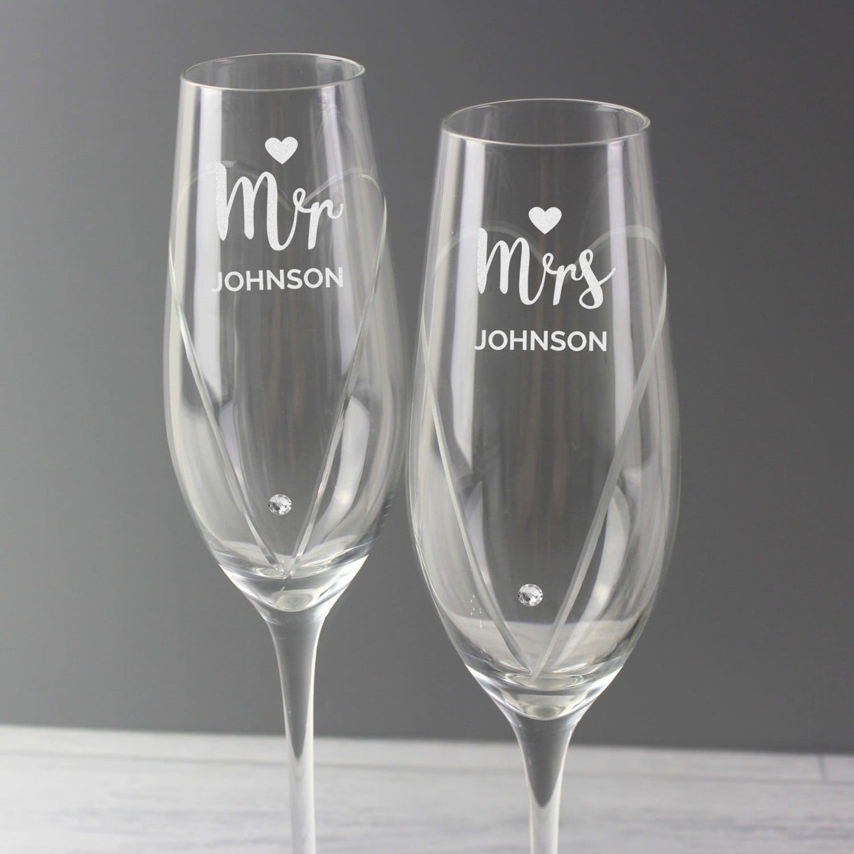 Hand Cut Mr & Mrs Flutes with Swarovski Elements - Gift Moments