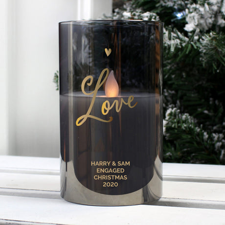 Love Smoked Glass LED Candle - Gift Moments