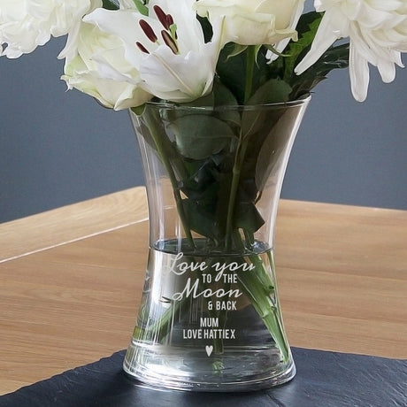 Love You To The Moon and Back Glass Vase - Gift Moments