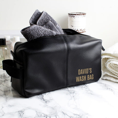 Luxury Black Leatherette Wash Bag - Gift Moments