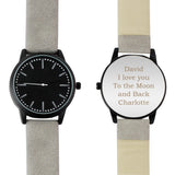 Mens Matte Black Watch with Grey Strap - Gift Moments