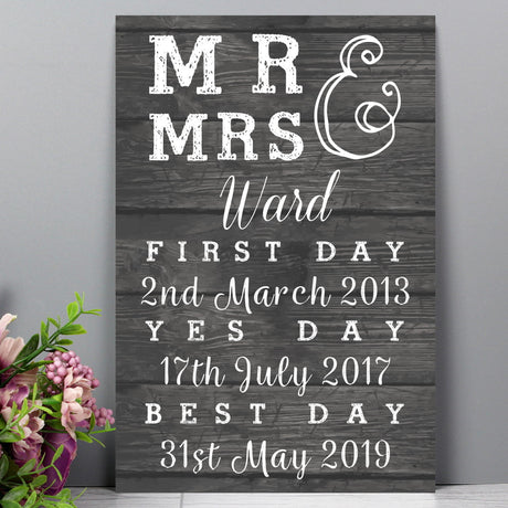 Mr & Mrs, First Day, Yes Day & Best Day Metal Sign - Gift Moments