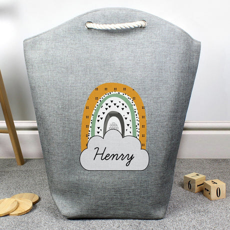 Personalised Mustard & Green Rainbow Storage Bag: 3 - Storage By Gift Moments