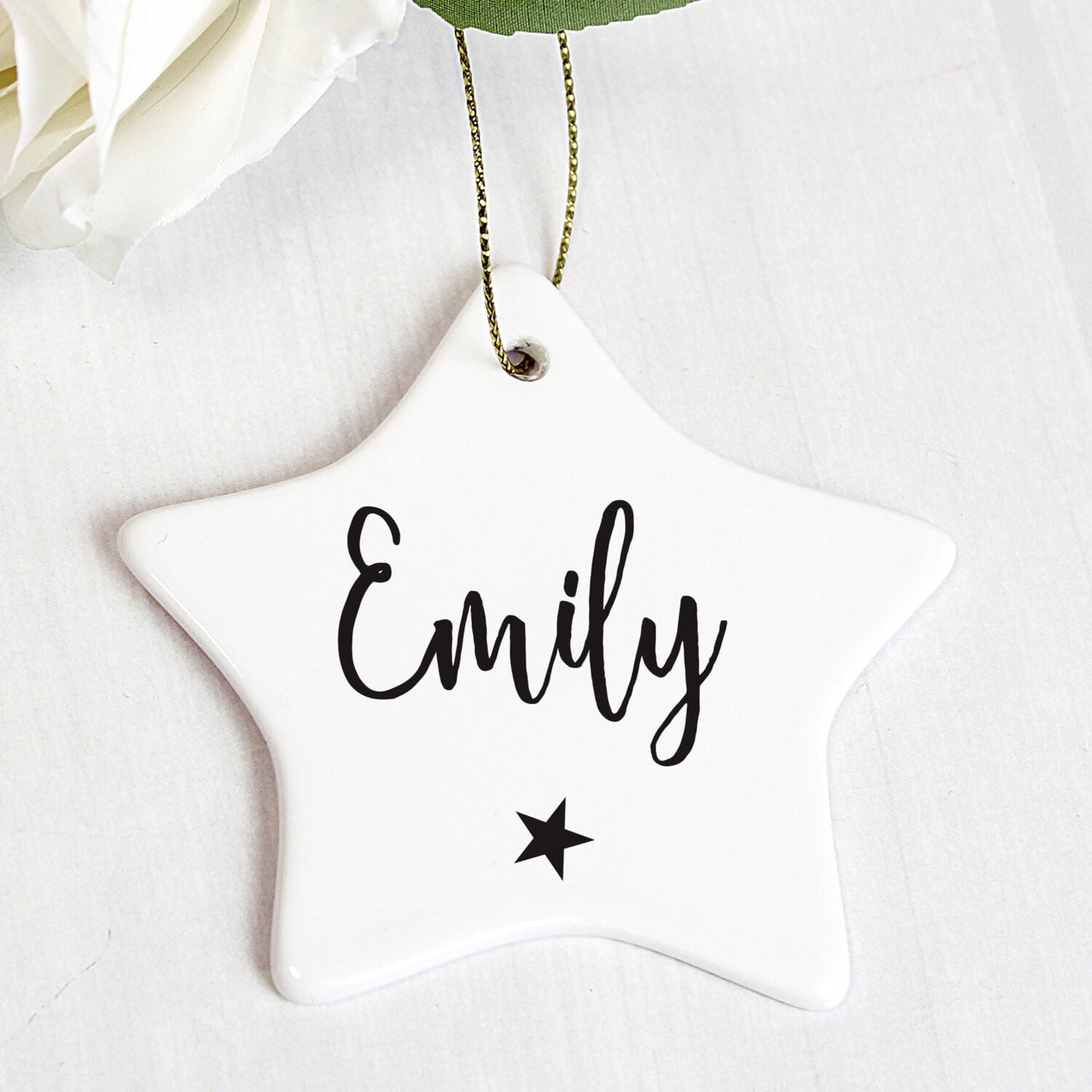 Personalised Name Ceramic Star Decoration: 1 - Christmas Decorations By Gift Moments