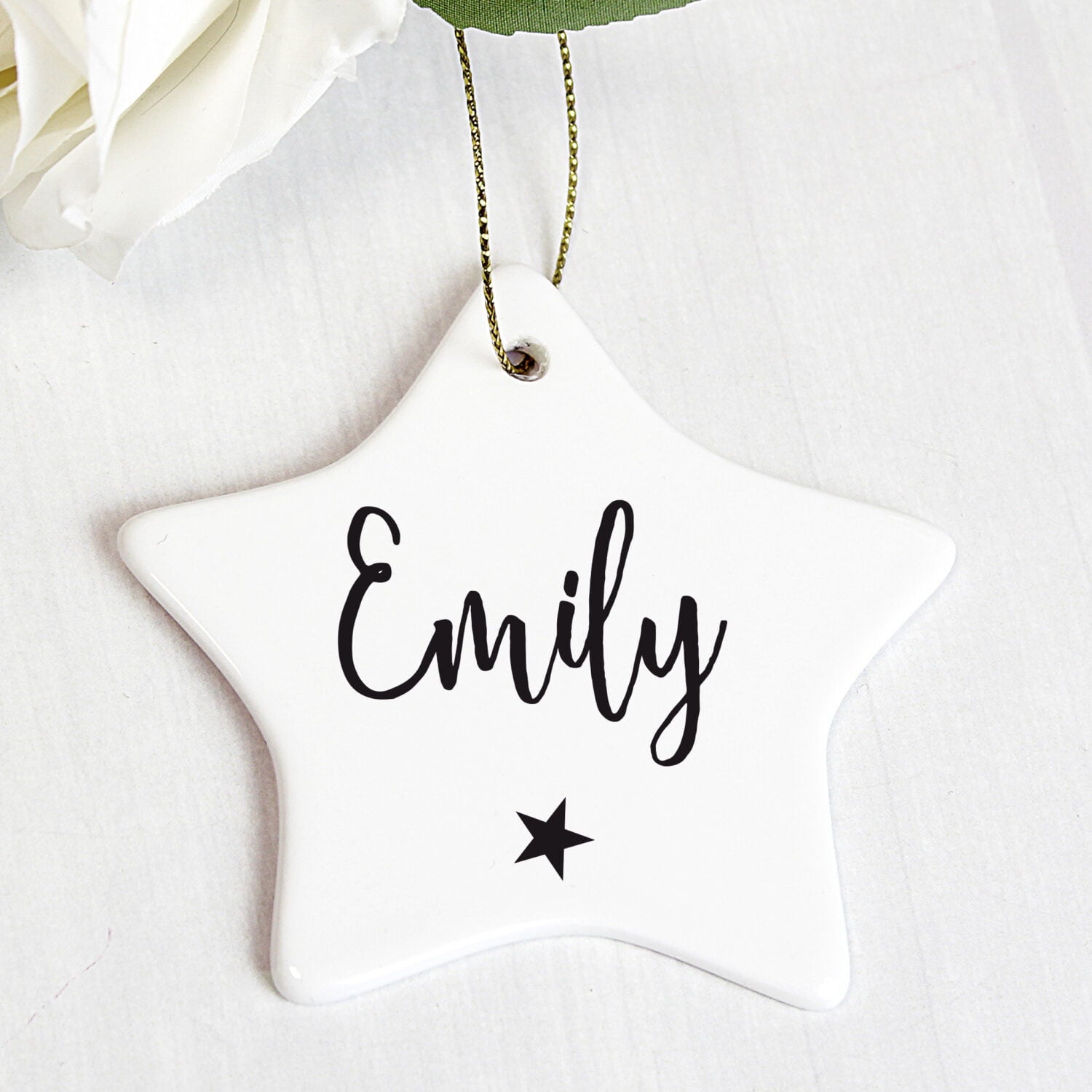 Personalised Name Ceramic Star Decoration: 1 - Christmas Decorations By Gift Moments