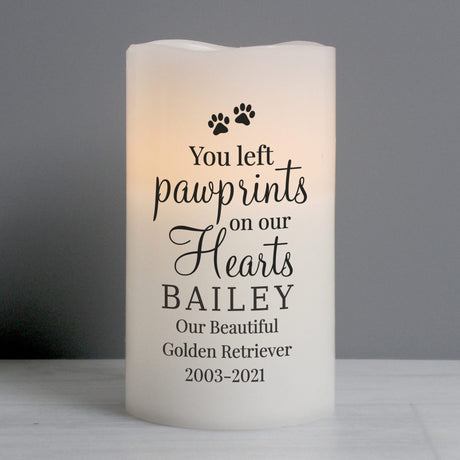 Pawprints On Our Hearts LED Candle - Gift Moments