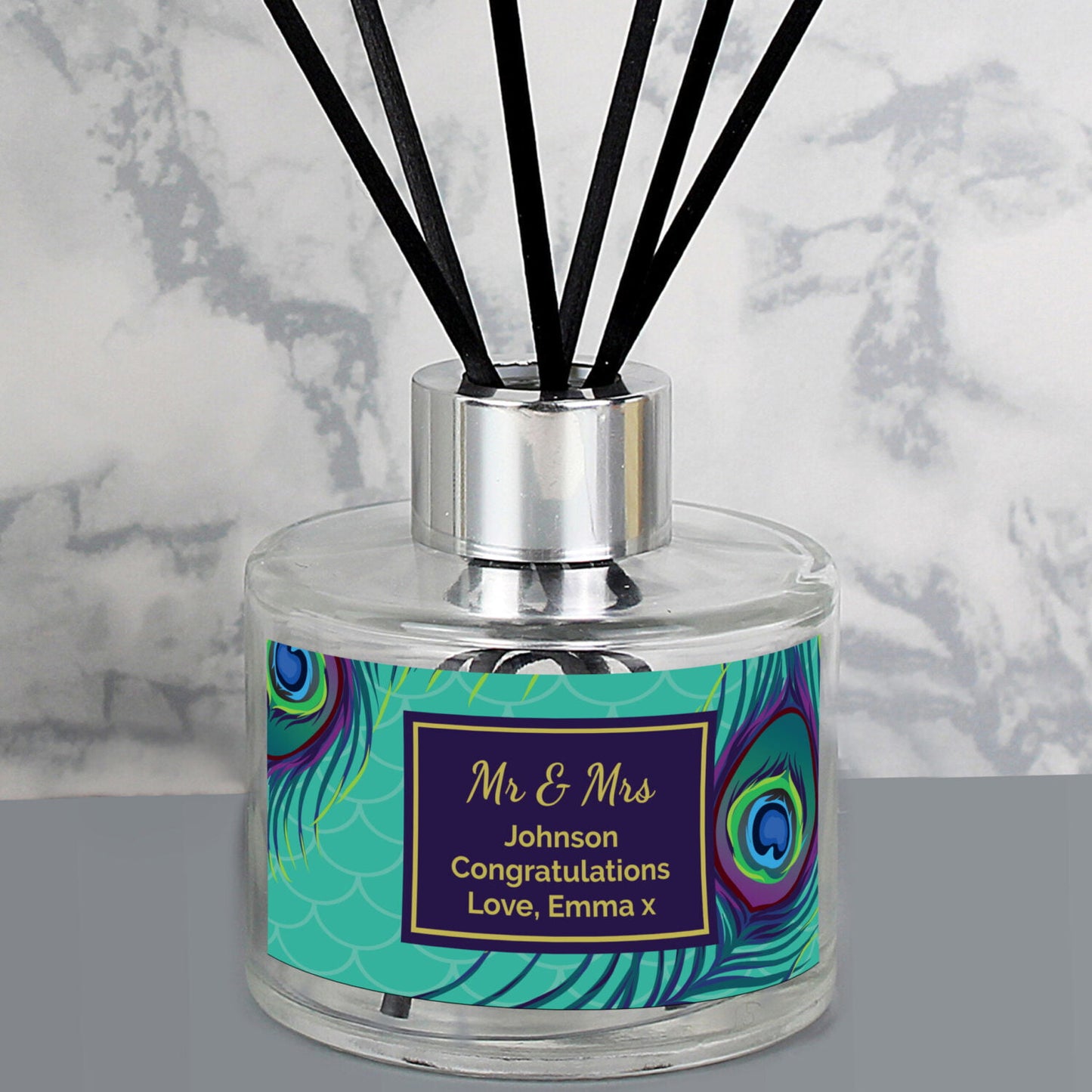 Personalised Peacock Reed Diffuser: 2 - Reed Diffusers By Gift Moments